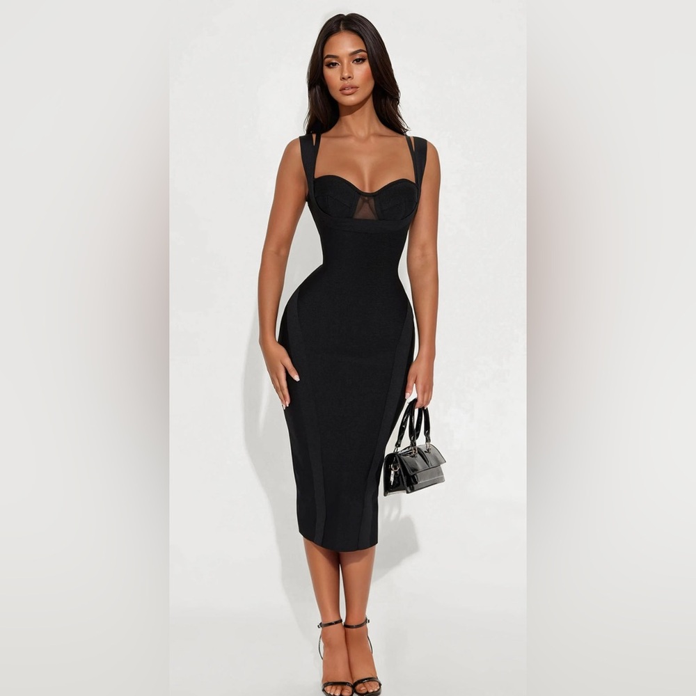 Fashion Nova Black Midi Dress